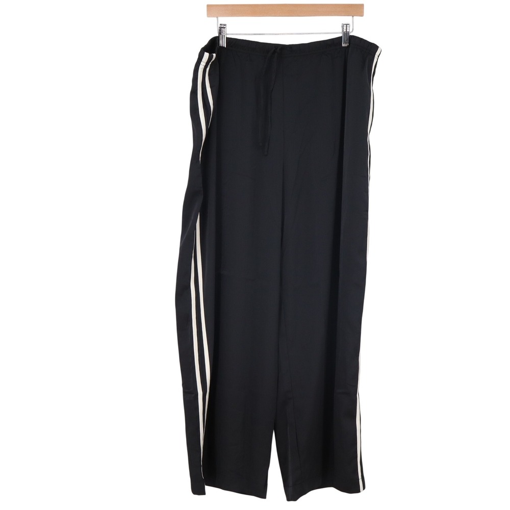 Old Navy Wide Leg Pants Womens XL High-Rise Side Stripe Black Sporty NEW